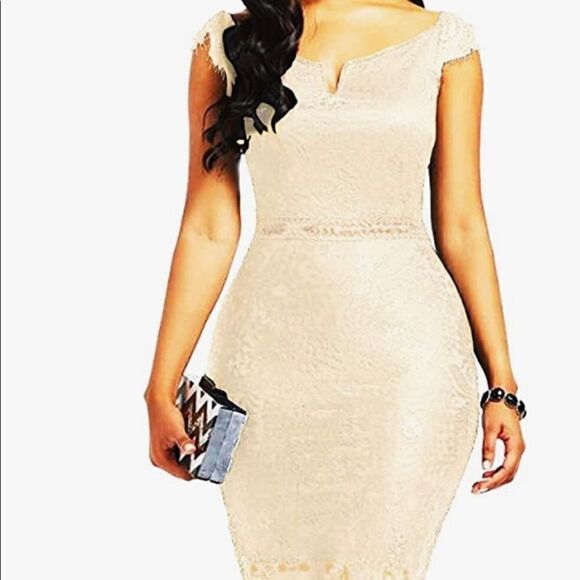 Allandwell Design Women's Size Large Elegant Floral Lace Bodycon Cocktail Dress - Picture 1 of 10